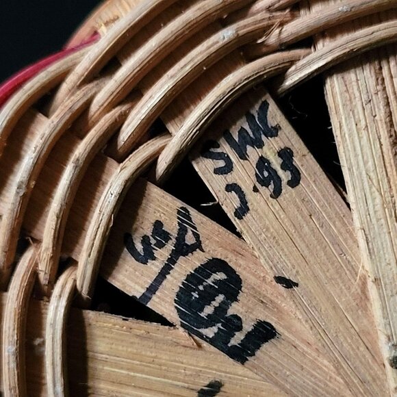 Patriotic-Themed Woven Basket Stars and Stripes Rustic Decor Signed Americana - Picture 7 of 7